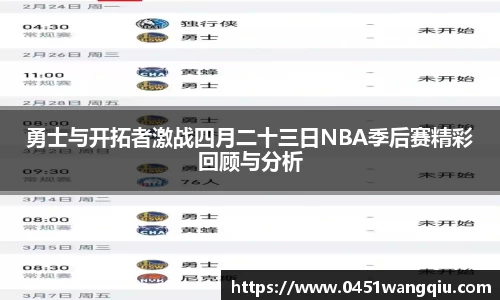 勇士与开拓者激战四月二十三日NBA季后赛精彩回顾与分析